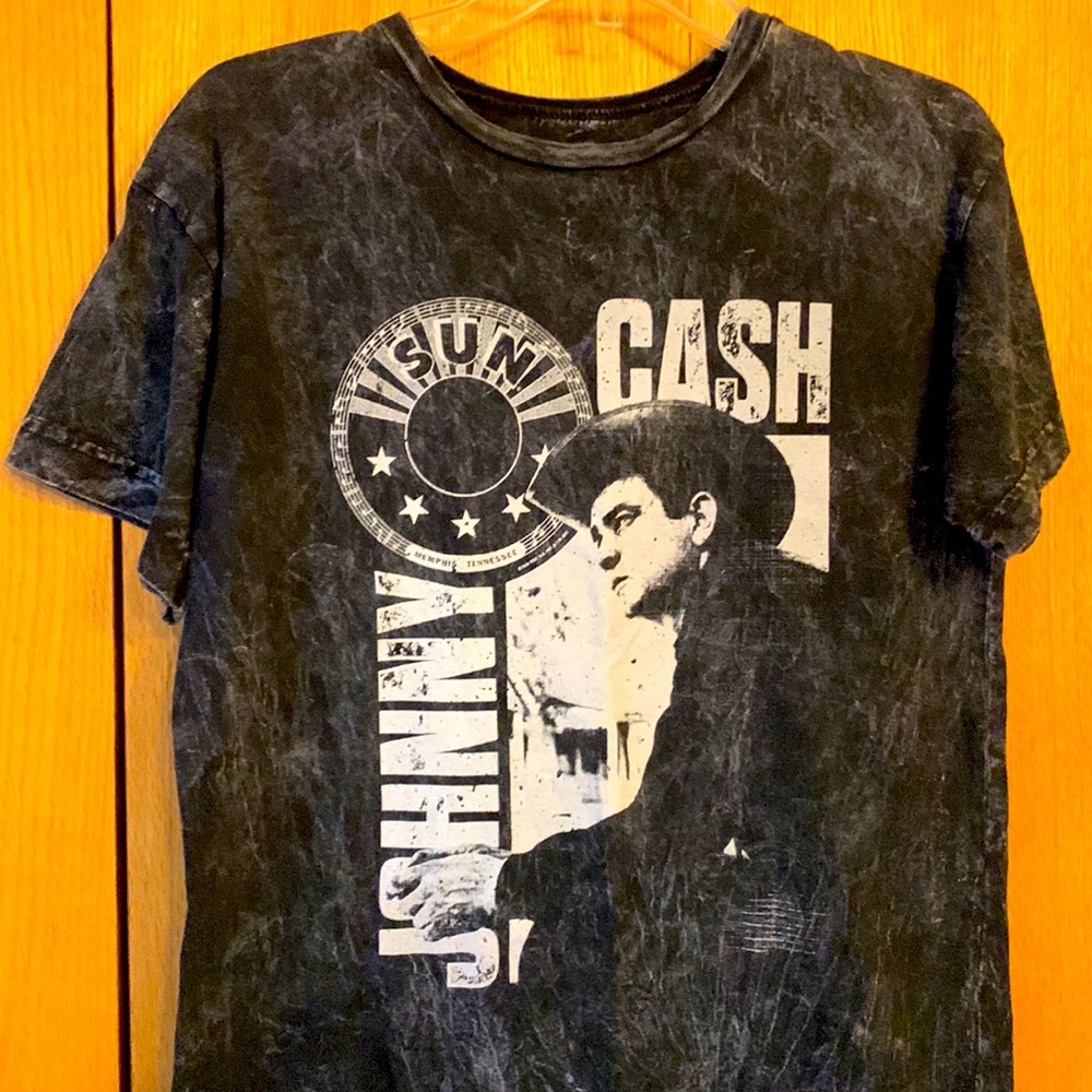 Sun Records SMALL Johnny Cash acid washed cotton black gray music tee t shirt